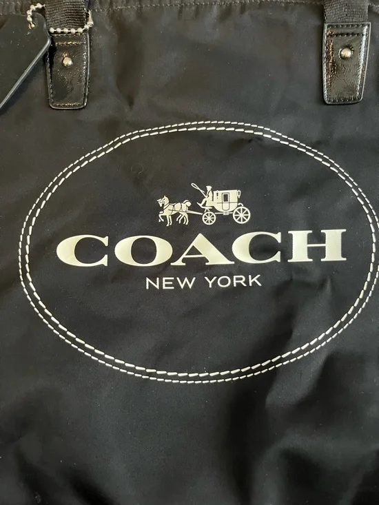 Coach Black Tote with White Logo - Picture 2 of 3